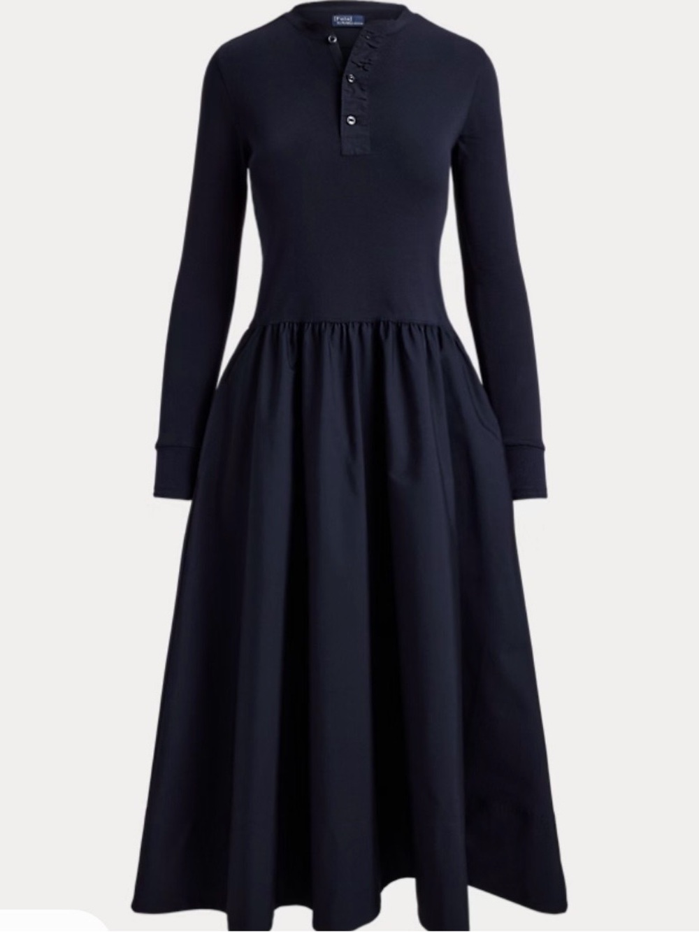 Polo by Ralph Lauren Navy Long-Sleeve Henley Midi Dress - Picture 3 of 8
